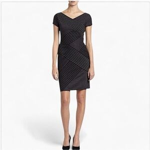 BCBGMaxAzria Sheath Mini Dress V-Neck Cap Sleeve Gray Black Size S